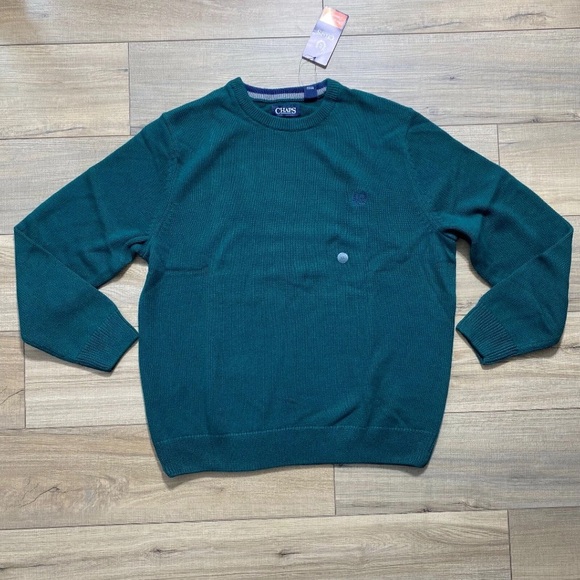 Chaps Mens The Original Crewneck Long‎ Sleeve Knit Sweater Size XL Green - Picture 1 of 11